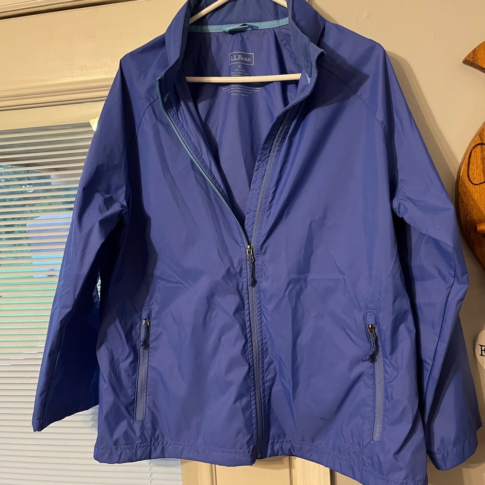 LLBean women’s rain jacket, bluish - purple color, size XL.